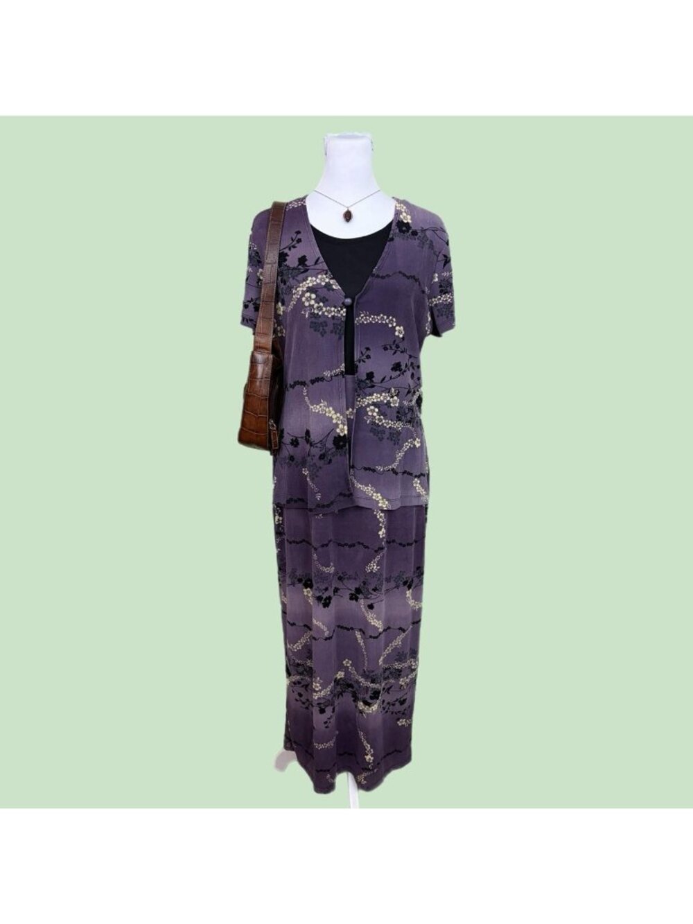 90s floral whimsygoth slinky dress